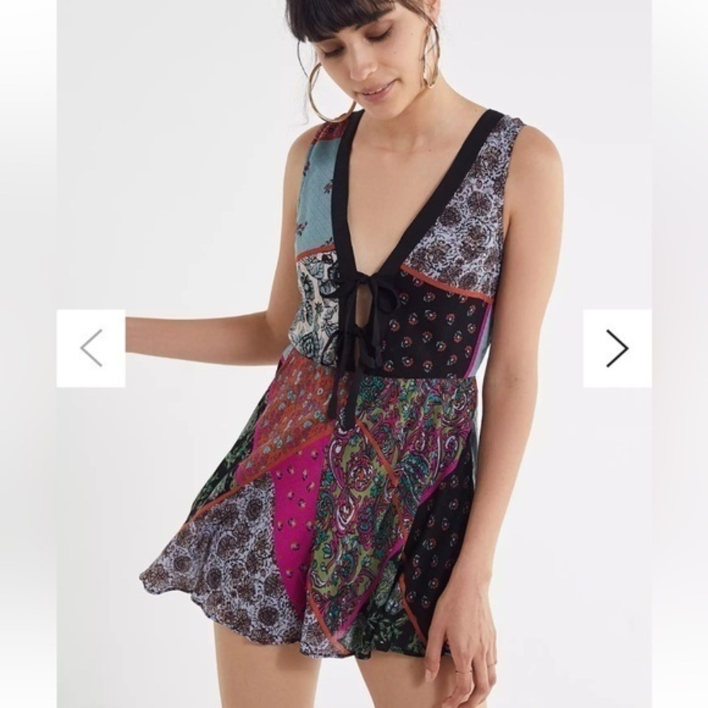 Urban Outfitters Colorful Paisley Mariette Double Tie-Front romper